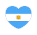 Argentina flag in a shape of heart. Icon flat heart symbol of love on the background national flag. Vector illustration Royalty Free Stock Photo