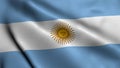 Argentina Flag. Waving Fabric Satin Texture Flag of Argentina 3D illustration Royalty Free Stock Photo