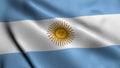 Argentina Flag, With Waving Fabric Texture. Real Satin Texture Argentina National Flag Royalty Free Stock Photo