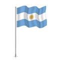 Argentina flag waving on a metallic pole. Royalty Free Stock Photo