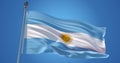 Argentina flag in the wind against clear blue sky, 3d illustration