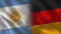 Argentina and Germany Realistic Half Flags Together