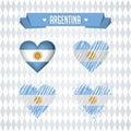 Argentina heart with flag inside. Grunge vector graphic symbols