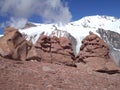 Argentina - Famous peaks - Hiking in Cantral Andes - Peaks around us - rock formations Royalty Free Stock Photo