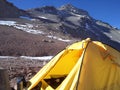 Argentina - Famous peaks - Hiking in Cantral Andes - Peaks around us -camp below the La Ramada summit Royalty Free Stock Photo