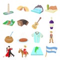 Argentina icons set, cartoon style Royalty Free Stock Photo