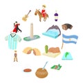 Argentina icons set, cartoon style Royalty Free Stock Photo