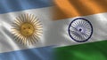 Argentina and India Realistic Half Flags Together