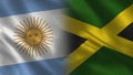 Argentina and Jamaica Realistic Half Flags Together