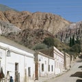 Argentina Jujuy Humahuaca Purmamarca. Cerro Siete Colores. panoramic view of the city picturesque colonial architecture