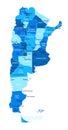 Argentina map. Cities, regions. Vector Royalty Free Stock Photo