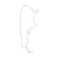 Argentina map with country borders, thin black outline on white background. High detailed vector map with counties/regions/states