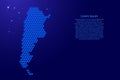 Argentina map from 3D blue cubes isometric abstract concept, square pattern, angular geometric shape, glowing stars. Vector