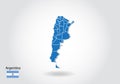 Argentina map design with 3D style. Blue Argentina map and National flag. Simple vector map with contour, shape, outline, on white Royalty Free Stock Photo