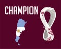 Argentina Map Flag Champion With World Cup 2022 Logo Final football