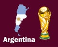 Argentina Map Flag With Trophy World Cup Final football Symbol Design Latin America