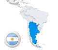 Argentina on a map of South America