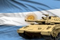 Heavy tank with fictional design on Argentina flag background - modern tank army forces concept, military 3D Illustration