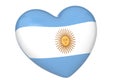 Argentina  national flag on heart. 3D rendering. 3D illustration Royalty Free Stock Photo