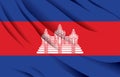 Cambodia national flag waving realistic vector illustration