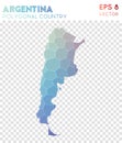 Argentina polygonal map, mosaic style country.