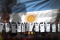 Argentina protest fighting concept, police officers in heavy smoke and fire protecting order against revolt - military 3D