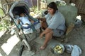 Argentine Mother with child lives in great poverty Royalty Free Stock Photo