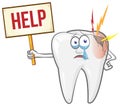 Cute cartoon tooth Feel bad. dental caries.