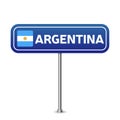 Argentina road sign. National flag with country name on blue road traffic signs board design vector illustration Royalty Free Stock Photo