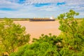 Argentina Rosario freight ship in transit on the Parana river