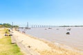 Argentina Rosario La Florida beach with Victoria bridge in the background