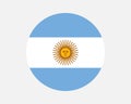 Argentina Round Country Flag. Circular Argentinian National Flag