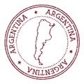 Argentina round rubber stamp with country map.