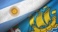 Argentina and Saint Pierre and Miquelon two flags textile cloth, fabric texture