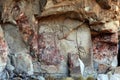 Argentina Santa Cruz the cave with the presence of cave paintings.with hand prints species of fauna guanacos in Patagonia