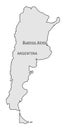 Argentina silhouette map with Buenos Aires capital