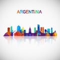 Argentina skyline silhouette in colorful geometric style.