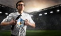 Argentina soccer or football supporter showing flag Royalty Free Stock Photo