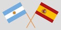 Argentina and Spain. The Argentinean and Spanish flags. Official colors. Correct proportion. Vector