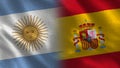 Argentina and Spain Realistic Half Flags Together