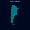 Argentina Striped Map Vector Design Template With Blue Background. Royalty Free Stock Photo