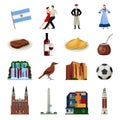 Argentina Symbols Flat Icons Collection