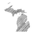 Michigan US state thread map line vector illustration Royalty Free Stock Photo