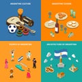 Argentina 4 Touristic Isometric Icons Square Royalty Free Stock Photo