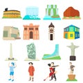 Argentina travel icons set, cartoon style