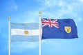 Argentina and Turks and Caicos Islands two flags on flagpoles and blue sky