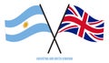 Argentina and United Kingdom Flags Crossed Flat Style. Official Proportion. Correct Colors