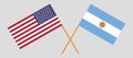 Argentina and USA. The Argentinean and United States of America flags. Official colors. Correct proportion. Vector