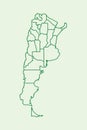 Argentina vector map with border lines of provinces using dark green color on light background illustration Royalty Free Stock Photo