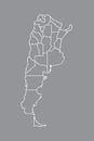 Argentina vector map with border lines of provinces using gray color on dark background illustration Royalty Free Stock Photo